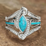 Bague affirmée marquis turquoise | Or blanc