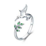 Bague Caméléon à brillants verts | Or blanc