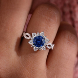 Bague fleur saphir cristal | Or blanc