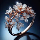 Bague fleur de cristal bleu ciel | Or