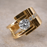 Bague irrégulière rétro à brillants | Or