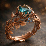 Bague nature avec cristal vert | Or