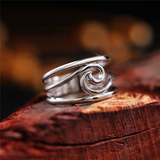 Bague rétro or blanc avec vague | Or blanc