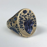 Bague rétro avec fleur bleue | Or