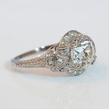 Bague rétro cristal | Or blanc