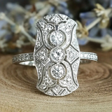 Bague rétro brillant | Or blanc