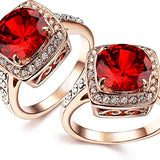 Bague rubis avec couronne | Or rose