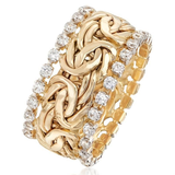 Bague tressée rétro à brillants | Or