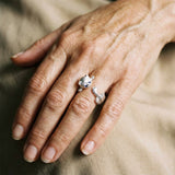 Bague ajustable 925 avec des chatons | Or blanc