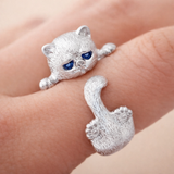 Bague ajustable 925 avec des chatons | Or blanc