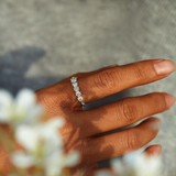 Bague ajustable et émail fait main avec des marguerites | Or blanc