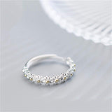 Bague ajustable et émail fait main avec des marguerites | Or blanc