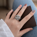 Bague ajustable en couches or blanc | Or blanc