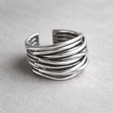 Bague ajustable en couches or blanc | Or blanc