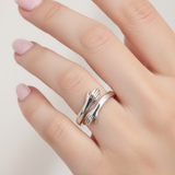 Bague ajustable en style étreinte | Or blanc