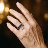 Bague antique et cristal bleu | Or