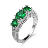 Bague avec 3 pierres d'émeraude | Or