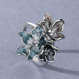 Bague avec fleur exotique | Or blanc