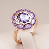 Bague avec cristal en violet rond | Or