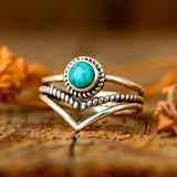 Bague avec perles turquoises | Or
