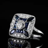 Bague à brillants bleu foncé | Or