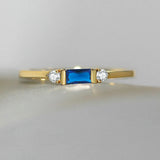 Bague centre bleu éclatant | Or