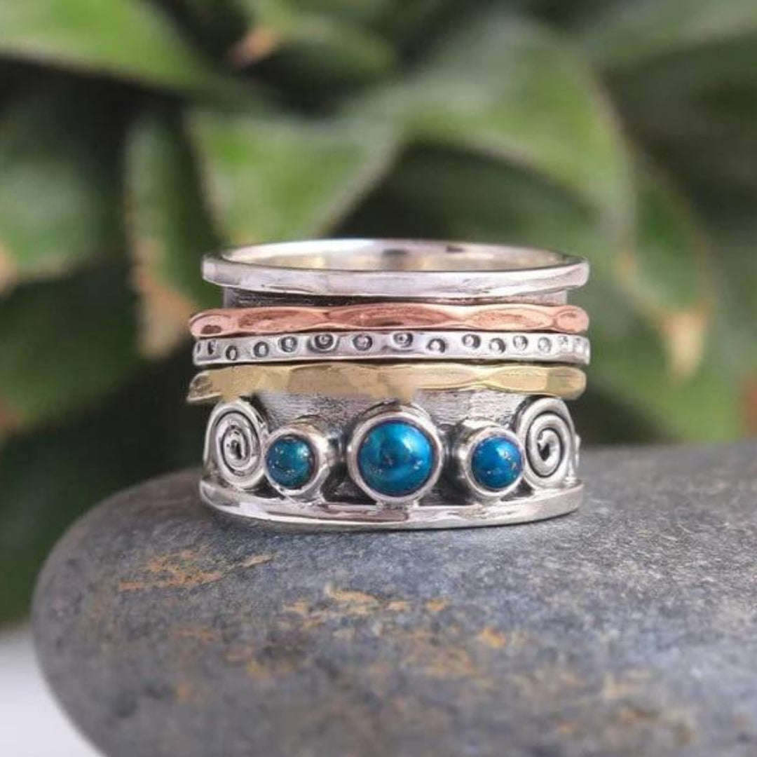Bague de méditation bohème avec saphir | Or