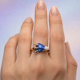 Bague dragon ajustable et émail fait main | Or blanc