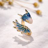 Bague dragon ajustable et émail fait main | Or blanc