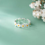 Bague en forme de marguerite | Or blanc