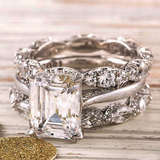 Bague rétro avec des couches brillantes | Or blanc