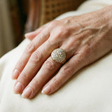 Bague rétro avec pierre rouge et diamant | Or blanc
