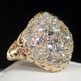 Bague rétro avec pierre rouge et diamant | Or blanc