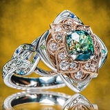 Bague rétro avec une fleur éclatante | Or blanc