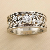 Bague rétro à brillants | Or blanc