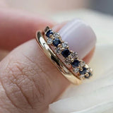 Bague classique à brillants bleus | Or