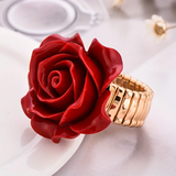 Bague avec rose rouge | Or rose