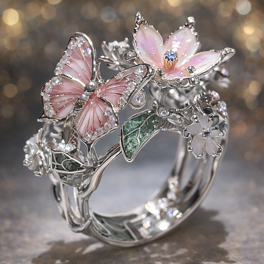 Bague en papillon brillant de la nature à brillants | Or