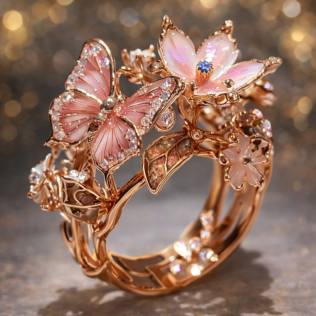 Bague en papillon brillant de la nature à brillants | Or