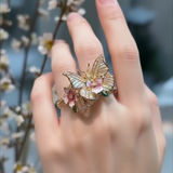 Bague en papillon brillant de la nature à brillants | Or