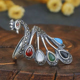 Bague ethnique avec des pierres précieuses | Or blanc