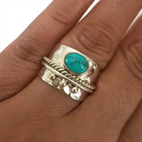 Bague large avec turquoise | Or