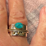 Bague large avec turquoise | Or
