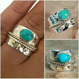 Bague large avec turquoise | Or