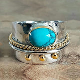 Bague large avec turquoise | Or