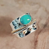 Bague large avec turquoise | Or