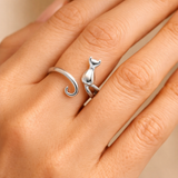Bague réglable avec des chatons | Or blanc