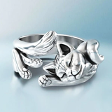 Bague rétro ajustable avec un chaton | Or blanc