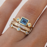 Bague rétro avec des cristaux bleus | Or