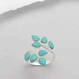 Bague rétro avec feuille de turquoise | Or